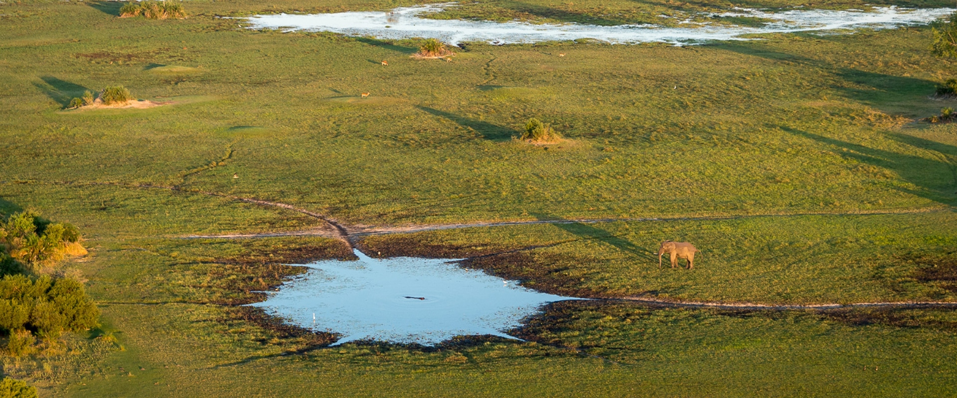 Maravilhe-se com o Okavango de cima em uma viagem de helicóptero